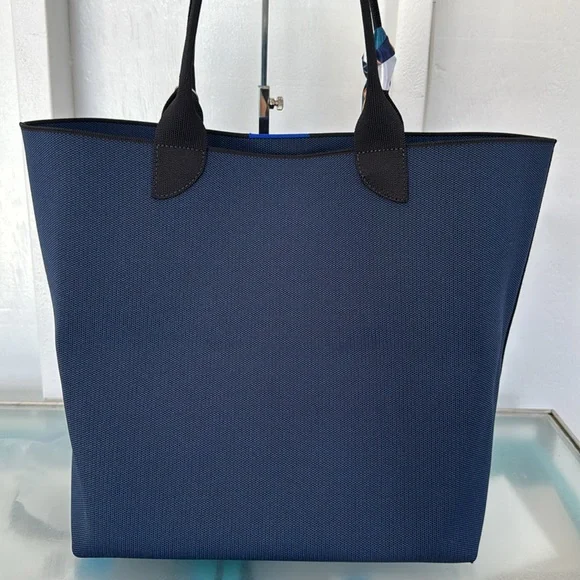 Rothy’s Bag Large Elegant Navy Blue Canvas Tote Bag with Scarf Accent - Picture 7 of 15
